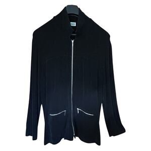 CHICOS Travelers Women’s Full Zip Stretchy Lightweight Black Jacket Sz. 1 (8-10)